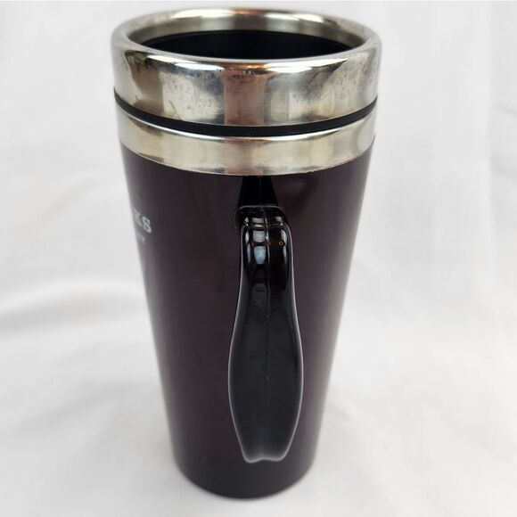 ☕️Vintage Starbucks Raspberry & Stainless Steel 16oz Travel Tumbler w/Handle - Picture 8 of 12